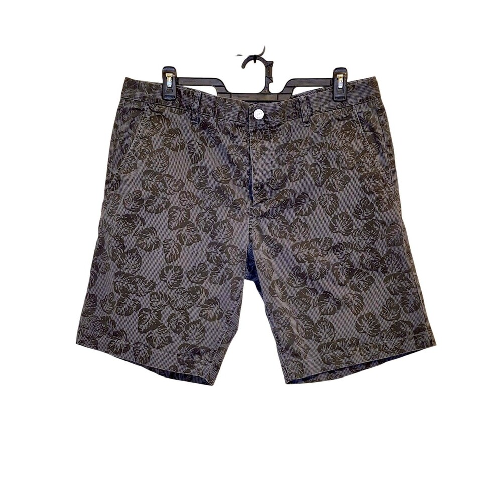 BONOBOS Mens 38 Palm Leaf Print Golf Shorts 9.5" Inseam Gray Black Casual Preppy